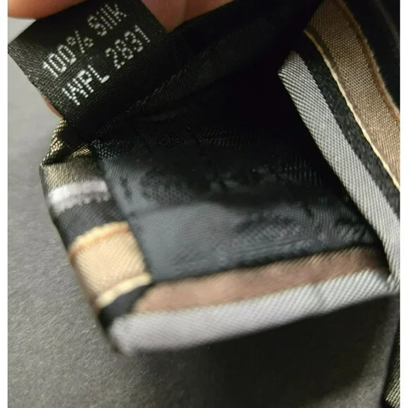 Perry Ellis Portfolio Mens Striped Classic Silk Tie Black Beige Brown 58" - Picture 4 of 6